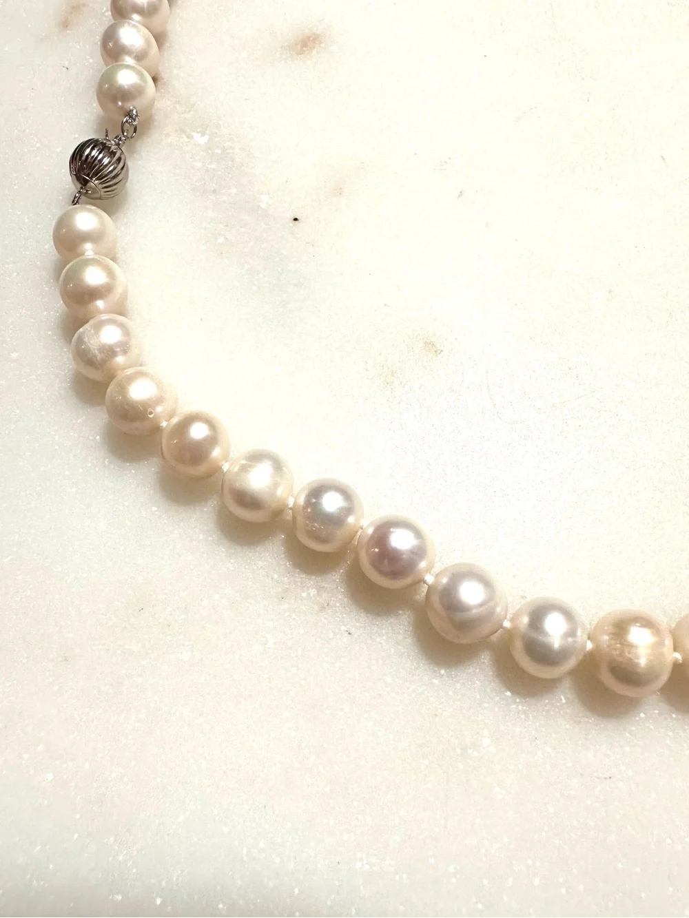 White Cultured Freshwater Pearl Rhodium over Sterling Silver Necklace & Earrings